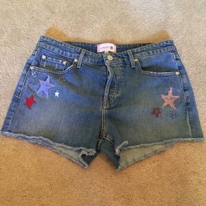 SUNDRY Stars Embroidered Denim Shorts
